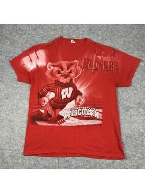 Vintage NCAA Wisconsin Badgers Bucky AOP Sports T Shirt Size XL